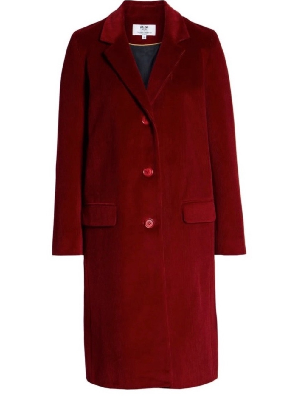 ANTHROPOLOGIE by Helene Berman: Deep Red Long Corduroy Coat-LIKE NEW - Picture 9 of 16
